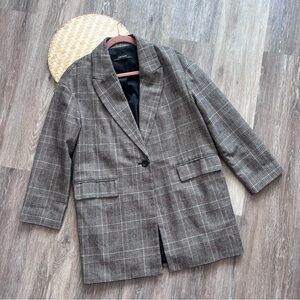 Zara wool oversized blazer coat plaid‎